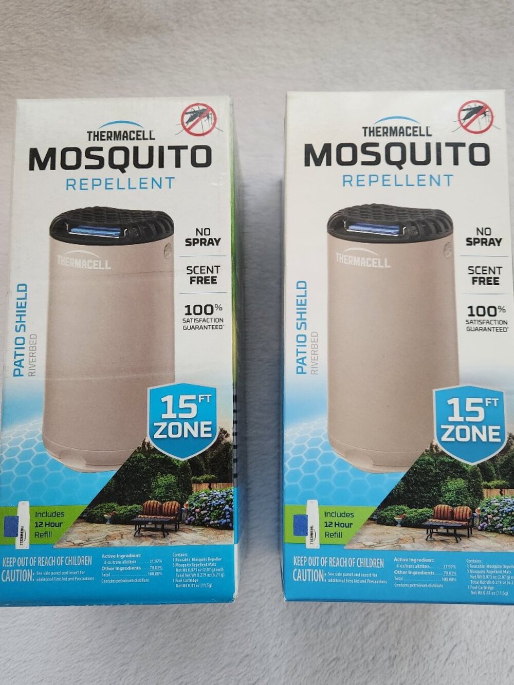 Thermacell Mosquito Repellent Patio Shield Riverbed Color Set of Two NIB
